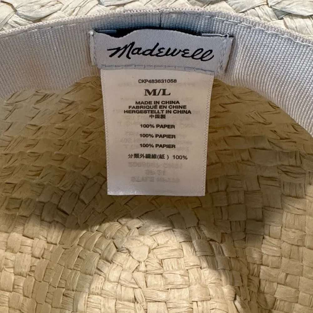 Madewell Packable Straw Hat Size M/L New!